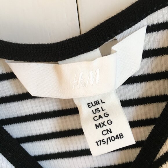 European H&M Black and White Striped Ribbed Tank Top - Picture 10 of 13